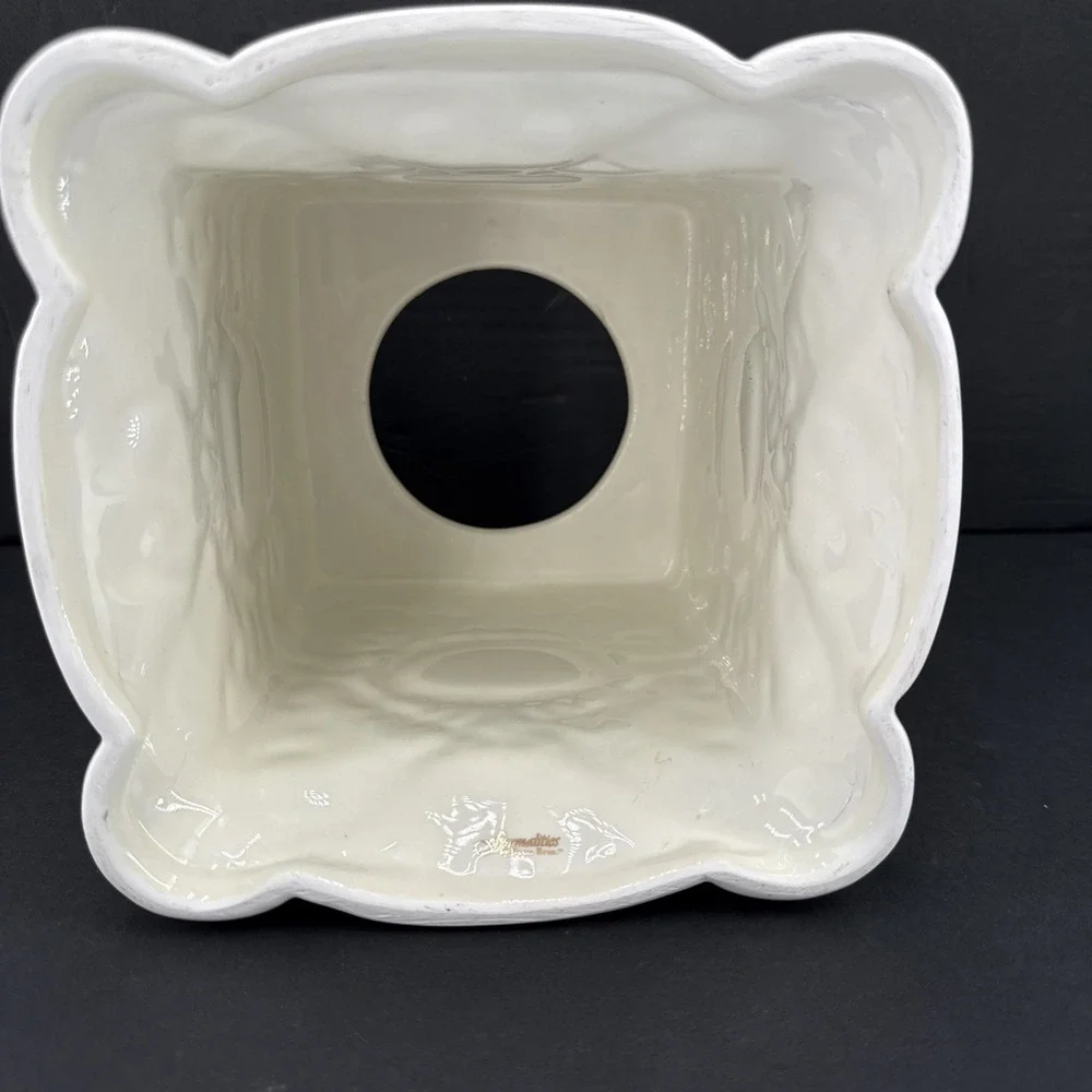 Vtg Formalities Porcelain Ceramic Tissue Box Cover Ivory Floral Cottagecore